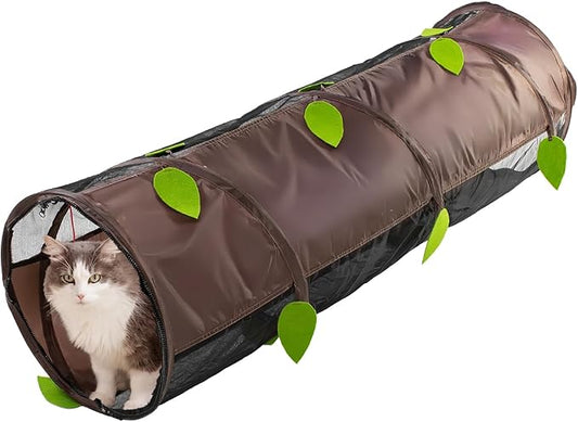 Tunnel for All Cats (Even Chonks)?“Collapsible Crinkle Tube of Chaos w/Mesh Windows & Bell Ball ??Interactive Cat Toy, Chonky Tunnel, Cat Bed & Zoomie Track for Chonkys, Kittens & Ferrets