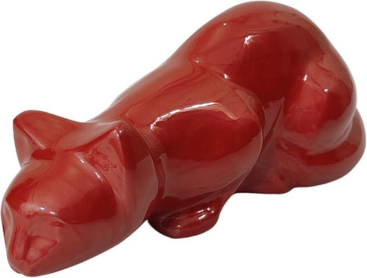 Cat Memorial Urn, Beautiful Container for Ashes - Cremation Keepsake for Remembering Pets - Decorative cat urn-Enamel Finish urn 42 Cubic Inch Capacity-urn for cat Ashes (RED)