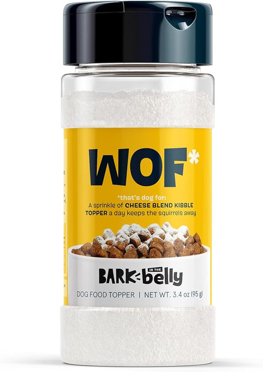 Bark in The Belly Cheese Dog Food Topper ??Limited Ingredient Four Cheese Blend with Cheddar, Monterey Jack, Parmesan & Romano ??Shake & Sprinkle Meal Mixer for Dogs of All Breeds and Life Stages