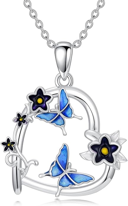 Dragonfly/Butterfly/Elephant/Hummingbird/Axolotl/Horse/Panda/Bee necklace for Women 925 Sterling Silver Heart Pendant Necklace Animal Jewelry Gifts for Women