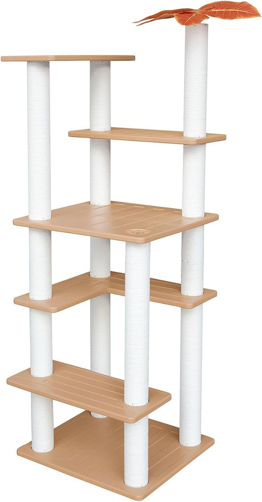 Tall Cat Tree for Outdoor and Indoor Cats, Weatherproof Large Outdoor Cat Tree Tower with Scratching Posts