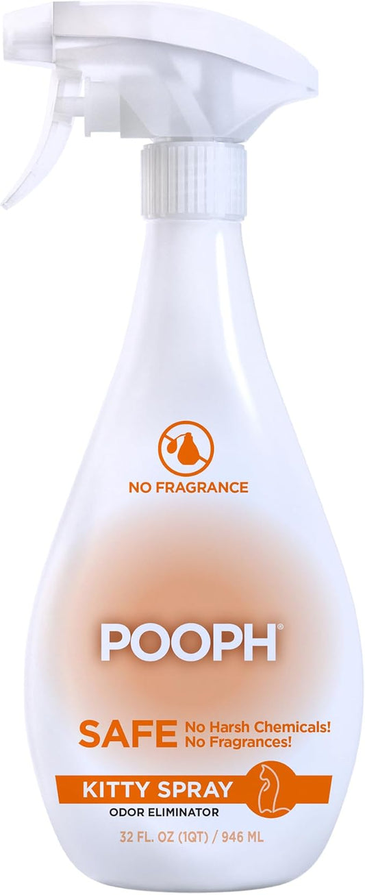 POOPH® Kitty Odor Eliminator ??32 fl oz Bottle ??Proprietary Odor-Elimination Technology Works On-Contact ??Cat Trees, Toys, Furniture, Bedding ??NO Fragrances, NO Harsh Chemicals, Safe & Non-Toxic