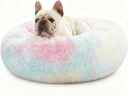 Calming Dog & Cat Bed for Extra Large Small Medium Sized Pet, Donut Washable Comfort Fluffy Warm Round Mat for Puppy Kitten, 8 Size Essentials Furniture Supplies Indoor