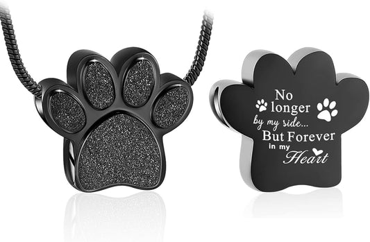 zeqingjw Pet Cremation Jewelry for Ashes Pendant Paw Print Pet Heart Urn Necklace Memorial Keepsake Jewelry for Pet/Dog's/Cat's Ashes