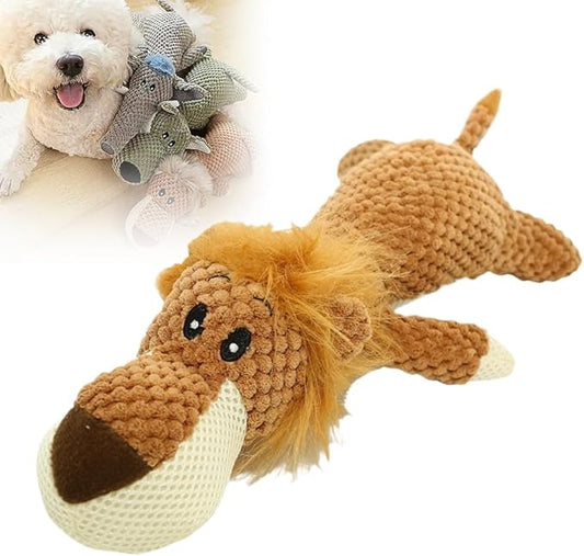 Dog Plush Toys for Aggressive Chewers, 2026 New Indestructible Dog Squeaky Toys Dogs Puppy Chew Toys, Durable Chew Toys Dogs Plush Toy to Keep Them Busy (Yellow Lion)