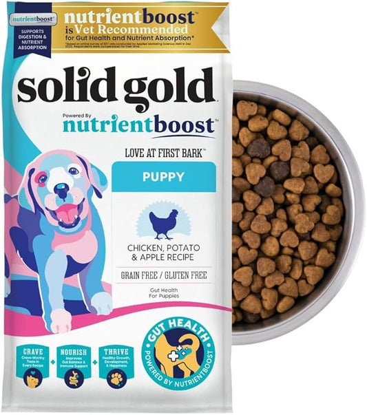 Solid Gold Chicken Dry Puppy Food - W/Real Chicken & Potato - Grain Free & Gluten Free Puppy Dog Food w/Probiotics for Gut Health & Digestion - Healthy Kibble for Puppies - Nutrientboost??- 3.75 LB