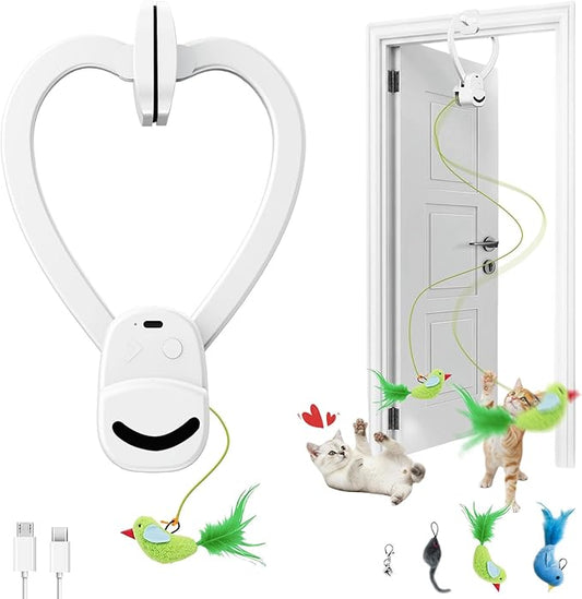 Interactive Cat Toys for Indoor Cats Automatic Electric Flying Bird Feather Mouse Toy - Best Kitten & Adult Cat Enrichment Mouse cat Toy Hanging Electric Kitty Toys for Bored Cats