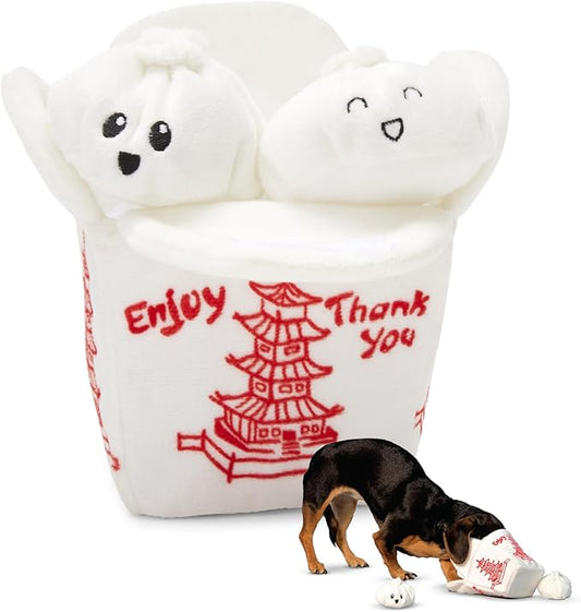 Barkbox Dog Toy 2 in 1 Interactive, Plush Exterior Material & Squeaker, Tearable Dog Toy with Squeaky Ball Inside, Ideal for Toy Destroyers - Andi's Dumpling, Large