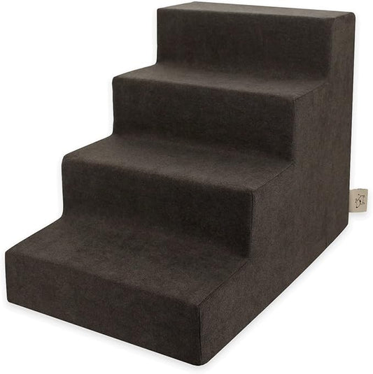 Best Pet Supplies Dog Stairs & Steps - Foam Steps for Small Dogs & Cats, Non-Slip Indoor Balanced Pet Step Support, Dog Ramp, No Assembly, Dark Brown, 4-Step (18-inch Height)