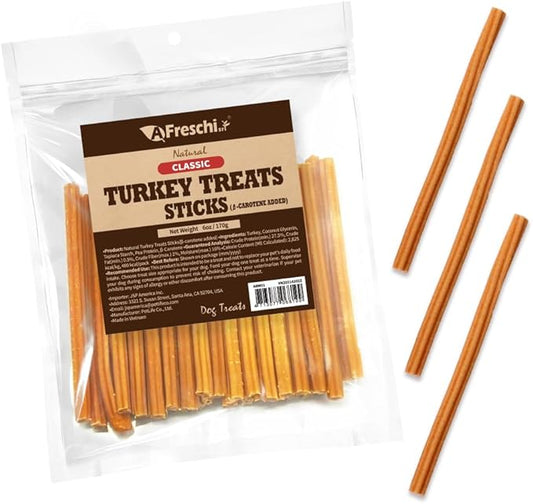 AFreschi Turkey β-Carotene Stick Dog Treats ??6 oz, USA-Sourced Trukey, All-Natural, Hypoallergenic, Low-Fat, Healthy & Easily Digestible, Puppy & Training Snack