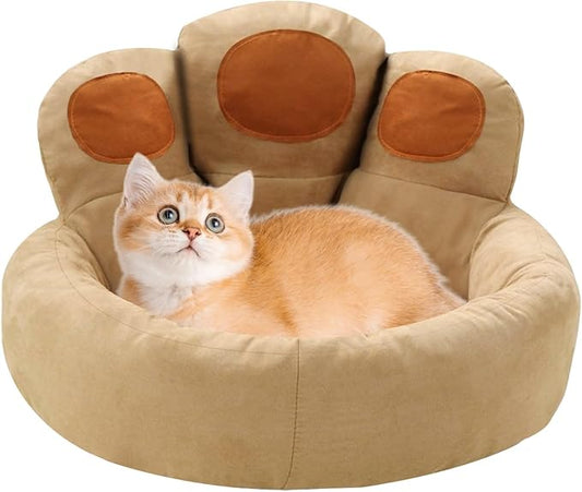 18" Round Pet Bed for Dogs & Cats - Suede Polypropylene Fiber Cotton Mix Calming Bedding with Non-Slip Bottom, Durable, Easy to Clean, Comfortable Safe Design,Brown