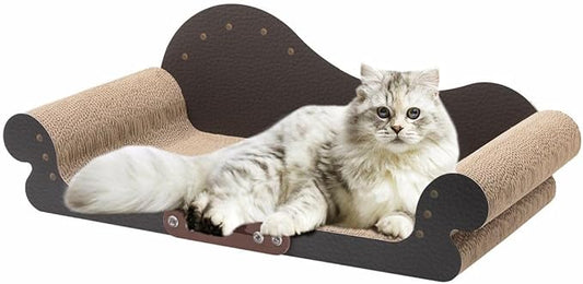Sofa Shaped Cat Scratching Pads,26.6" Extra Large Scratcher Bed for Indoor Cats, Durable Scratch Boards Lounge Bed, Cat Couch (Black)