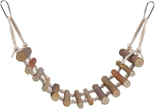 Bird Ladder, Rope Bridge, Rope Ladder, Wood Ladders Swing Toy, Pet Chewing Toys, for Pet Bird, Hamster, Parrots, 24 X 3.9 Inch