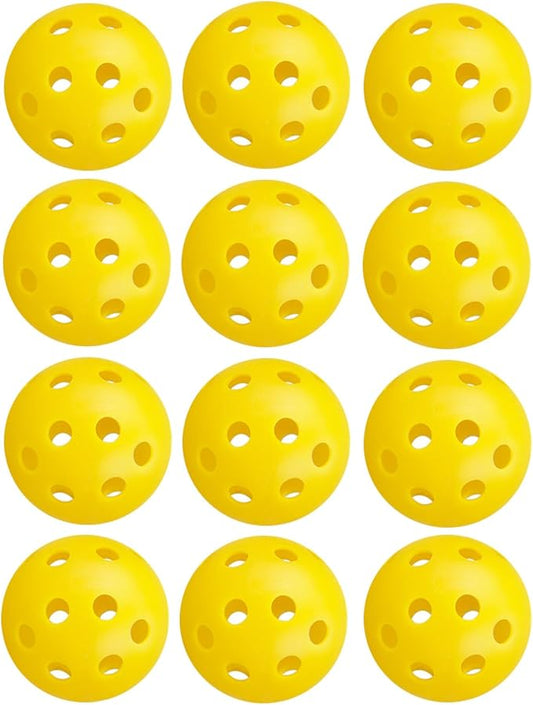 12Pcs Cat Ball Toy, Low Noise No Bells Holey Plastic Cat Balls, Funny Interactive Cats Toys for Indoor Cats, Firm Toy Balls for Kitten Puppy Ferret Bird (1.65", Yellow)