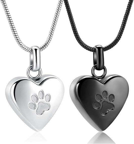 zeqingjw Pet Cremation Jewelry for Ashes Pendant Paw Print Pet Heart Urn Necklace Memorial Keepsake Jewelry for Pet/Dog's/Cat's Ashes