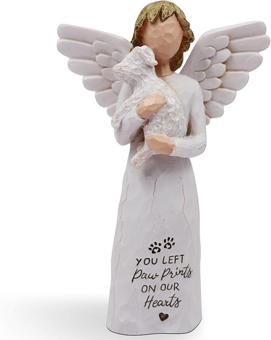 BORLESTA Pet Memorial Gifts for Dogs - Loss of Dog Sympathy Gift, Pet Loss Sympathy Gift, Dog Memorial Gifts, Pet Remembrance Gift, Bereavement Gifts Dogs Statue Angel Figurines (White)