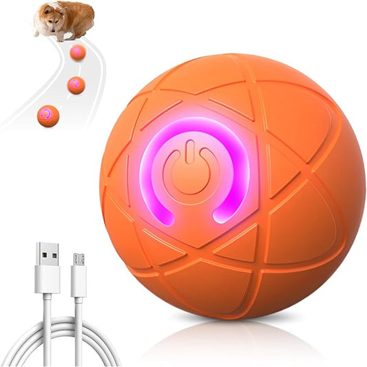 Upgraded Interactive Dog Ball, 2025 New Activated Automatic Rolling Balls for Dogs, Self Moving Vibrating Smart Jumping Bouncing and Rotating Pets Toy to Keep Them Busy (HOT - Orange)