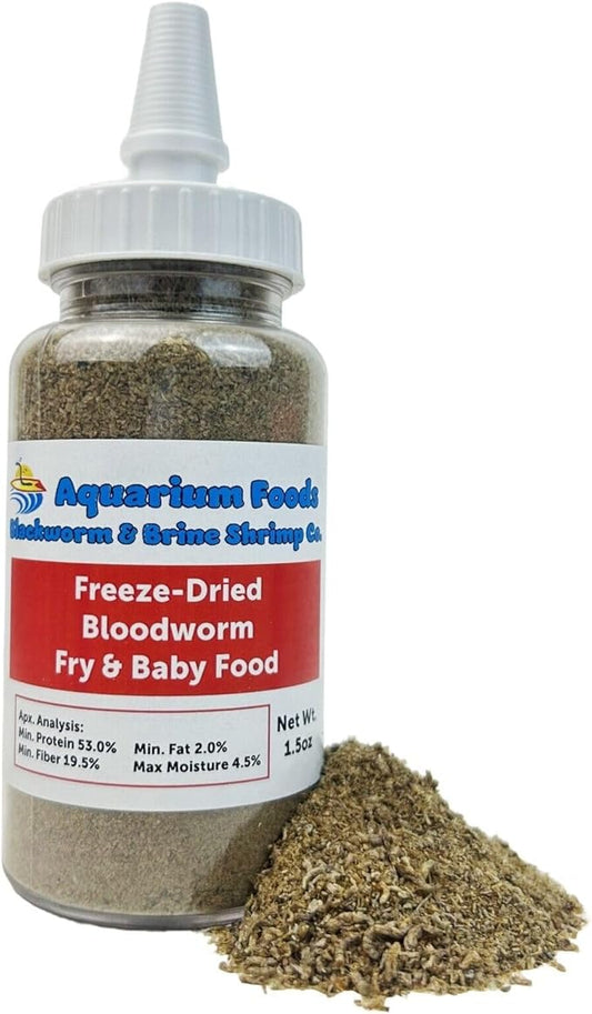 Aquatic Foods Inc. Freeze-Dried Bloodworm Powder & Particles for Tropical Fish Fry, Babies, Guppies, Tetras, Bettas, Nano Fish??.5oz Squeeze Bottle