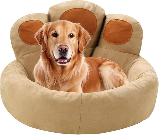 21" Round Pet Bed for Dogs & Cats - Suede Polypropylene Fiber Cotton Mix Calming Bedding with Non-Slip Bottom, Durable, Easy to Clean, Comfortable Safe Design,Brown