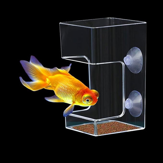 Square Fish Feeder Box No Mess Aquarium Food Catcher Tank Accessories Feeding Tube Holder for Betta Fish Blood Worm Food Box for Turtle Tank and Aquarium Feeding Control