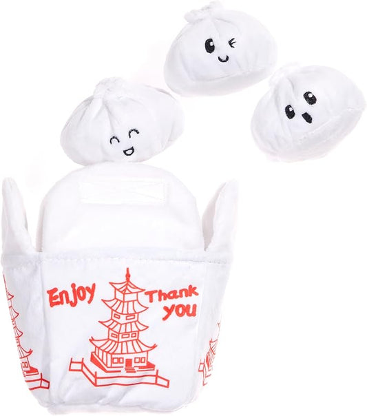 Barkbox Dog Toy 2 in 1 Interactive, Plush Exterior Material & Squeaker, Tearable Dog Toy with Squeaky Ball Inside, Ideal for Toy Destroyers - Andi's Dumpling, Small