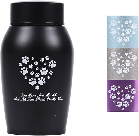 Stainless Steel Pet Urns,Premium Urns for Dog and Cat Ashes,Suitable Size Urns for Pet Ashes (Small, Black)