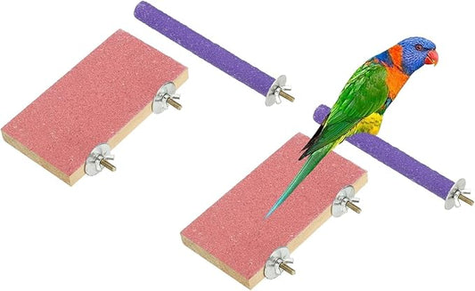 Bird Perch Stand, Wooden Parrot Perch Stand Toy, Paw Grinding Stick, Bird Cage Accessories, 6 x 3.15in (Pink, 2 Pcs) Birds Toys Intended for Cage/Parakeets/Conure/Budgie