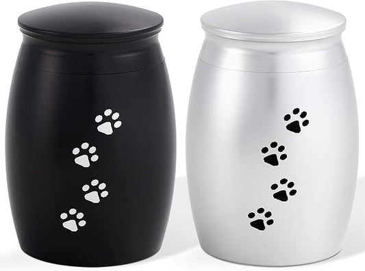 2.67 Inches Small Urns for Dog or Cat Ashes Set of 2,Mini Memorial Cremation Keepsake Urns for Pets Ashes with Paw Print