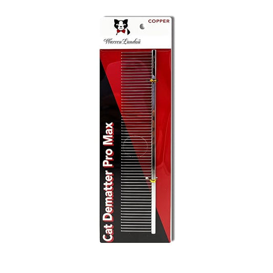 Warren London Cat DeMatter Pro Max | 9" Copper Grooming Comb for Cats | Detangles Mats, Knots & Loose Fur ??Gentle, No-Pull Design for Long, Thick, or Tangled Coats | Professional Cat Grooming Tool