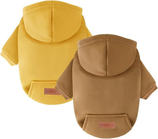 2 Pack Dog Hoodie Warm Hood Dog Sweater Cold Weather Small Dogs Sweatshirt Comfort Pet Clothes for Small Medium Dogs with Pockets Cats Chihuahua Clothes for Male Female Girl Boy Sporty Daily Wear