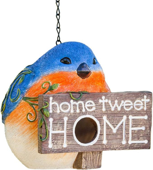 Topadorn Bird Houses for Outside Hanging, Hanging Resin Garden Bird House Decoratvie Birdhouse