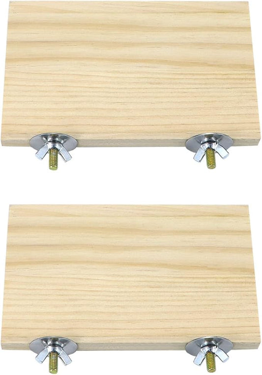 2pcs Bird Perch Platform Flat Stand Beak Paw Grinding Wood for Parrot Parakeet Cockatiel Lovebird Conure Finch Budgie