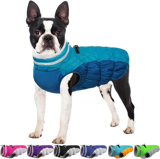 Winter Dog Coat,Large Dog Jacket,Waterproof Pet Jacket with Back Zipper,Pet Coat with Harness Built in,Warm Dogs Coat with Fleece Lined,Snow Jacket Clothes French Bulldog Shiba Inu,L