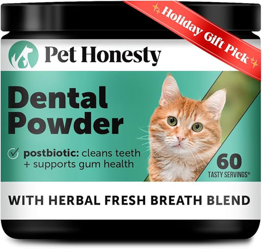 Cat Breath Freshener Dental Health Powder ??Reduce Tartar & Plaque, Freshen Breath, and Support Bright Teeth with Natural Herbal Blend with Kelp & Parsley (60 Day Supply)