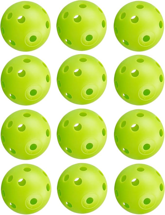 12Pcs Cat Ball Toy, Low Noise No Bells Holey Plastic Cat Balls, Funny Interactive Cats Toys for Indoor Cats, Firm Toy Balls for Kitten Puppy Ferret Bird (1.65", Green)