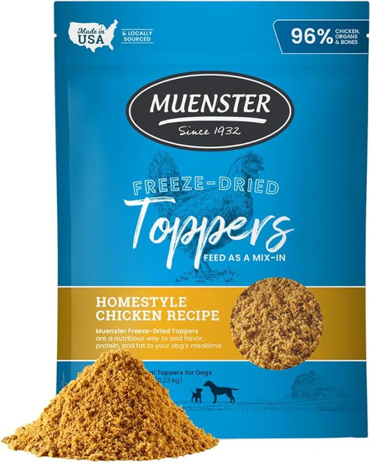 Muenster Freeze Dried Chicken Powder Dog Food Topper or Mixer (8oz) - Grain Free