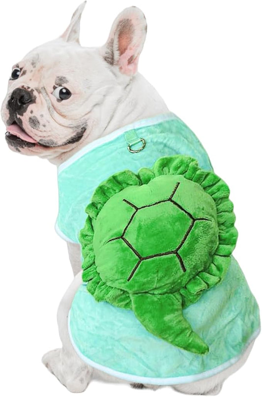 NACOCO Halloween Dog Turtle Costume - Pet Christmas Cosplay Clothes Puppy Funny Winter Warm with D-Ring Soft Coat Outfit Apparel Vest for Small Medium Large Dogs (Green, M)