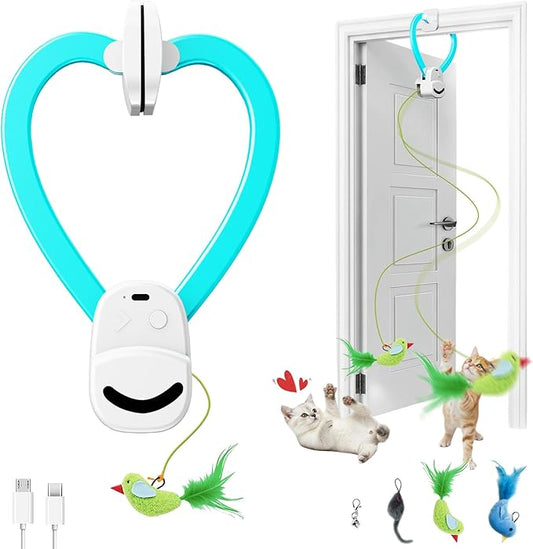 Interactive Cat Toys for Indoor Cats Automatic Electric Flying Bird Feather Mouse Toy - Best Kitten & Adult Cat Enrichment Mouse cat Toy Hanging Electric Kitty Toys for Bored Cats