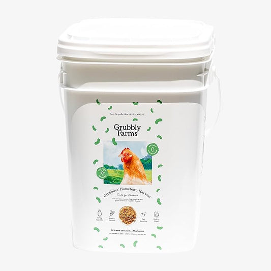 Grubbly Farms Love Tub - Black Soldier Fly Larvae for Chickens - Chicken Treats with 50x More Calcium for Strong Eggshells and Healthy Feathers - Grown in The US and Canada - 5lb Reusable Tub