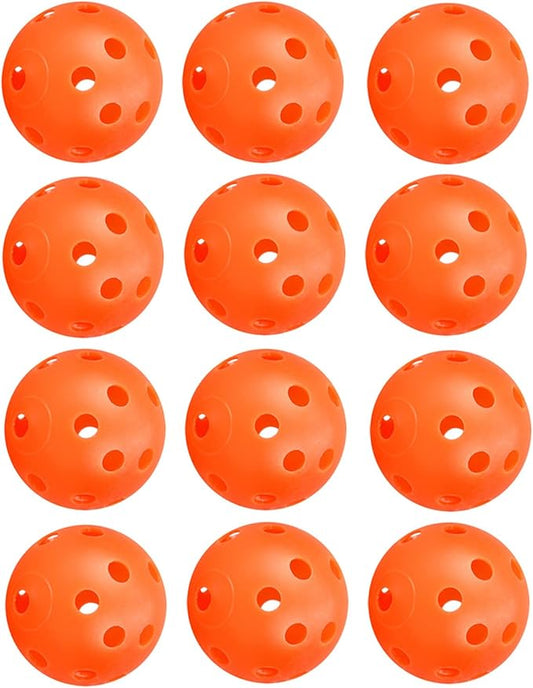 12Pcs Cat Ball Toy, Low Noise No Bells Holey Plastic Cat Balls, Funny Interactive Cats Toys for Indoor Cats, Firm Toy Balls for Kitten Puppy Ferret Bird (1.65", Orange)