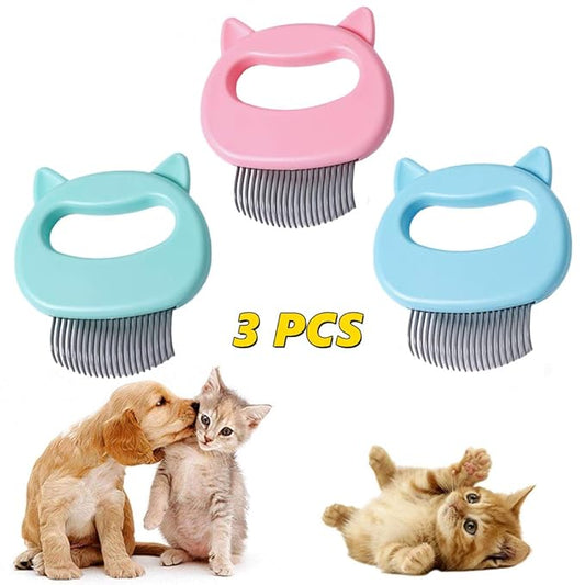 Cat Comb Pet Cat Short & Long Hair Removal Massaging Shell Comb Soft Deshedding Brush Grooming and Shedding Matted Fur Remover Massage Dematting Tool for Dog Puppy Rabbit Bunny (3 PCS)