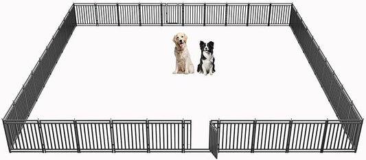 Dog Playpen Metal Dog Fence Outdoor for Yard 32" Height 40 Panels Portable Dog Pen Pet Kennel for RV Camping(Black-Silver)