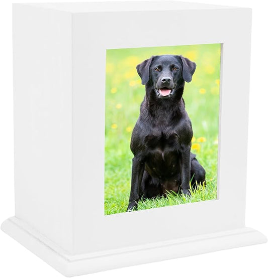 BRKURLEG Pet Urns for Dogs, Wood Pet Urn with Photo Frame, Dog Urn for Ashes, Pets Ashes Box Cremation for Cats Dogs, Suitable for Most Pets, Memorial Box for Dog