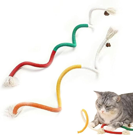 Cat Chew Rope, Catnip-Infused Organic Cotton Chew Rope Toys for Cats, Soft & Safe Dental Chew Toys, Self-Play & Teeth Cleaning for Cats (red+Orange)