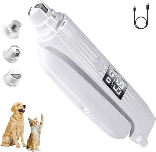 TMoMT Pet Nail Grinder for Dogs and Cats - 2in1 Dog&Cat Nail Trimmers Super Quiet and Low Vibration Electric Dog Nail Grinder- LED Display Dog Nail Clippers for Medium Small Dogs Cats Dog Nail File