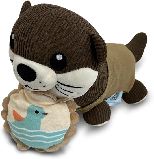 Non Squeaky Tough Stuffed Dog Toys for Gentle chewers - Durable Cute Otter Dog Toy with Bell Inside for Medium and Large Dogs, Puppy Toys to Keep Them Busy (12.6", Brown)