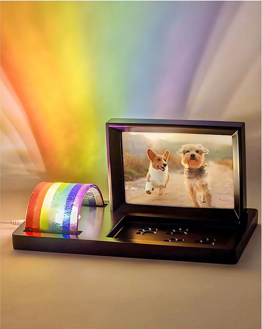 Capti Rainbow Bridge Light and Dog Photo Frame ??Radiant Dog Memorial Gifts for Loss of Pet, Rainbow Glass Dog Memorial Frame, LED Light, for Sympathy, Bereavement, Grief and Loss of A Dog or Cat