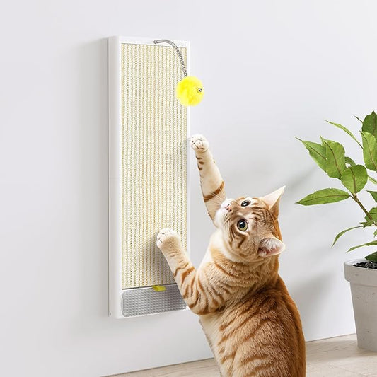 SVD.PET Cat Scratcher, Sisal Cat Scratching Board w/Replaceable Sisal Pad, Self-Groom Brush & Toys, Vertical Cat Wall Scratcher Scratching Post for Indoor Wall, Furniture Protection