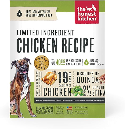 The Honest Kitchen Dehydrated Limited Ingredient Chicken Dog Food, Chicken & Quinoa, 10 Pound (Pack of 1)