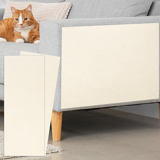 uxcell Self-Adhesive Cat Scratching Mat, 2 Rolls 39.4" x 15.8" Couch Protector from Cat Claws for DIY Sofa, Wall, Doors, Cut Anti Cat Scratch Pad Carpet Mat, Beige